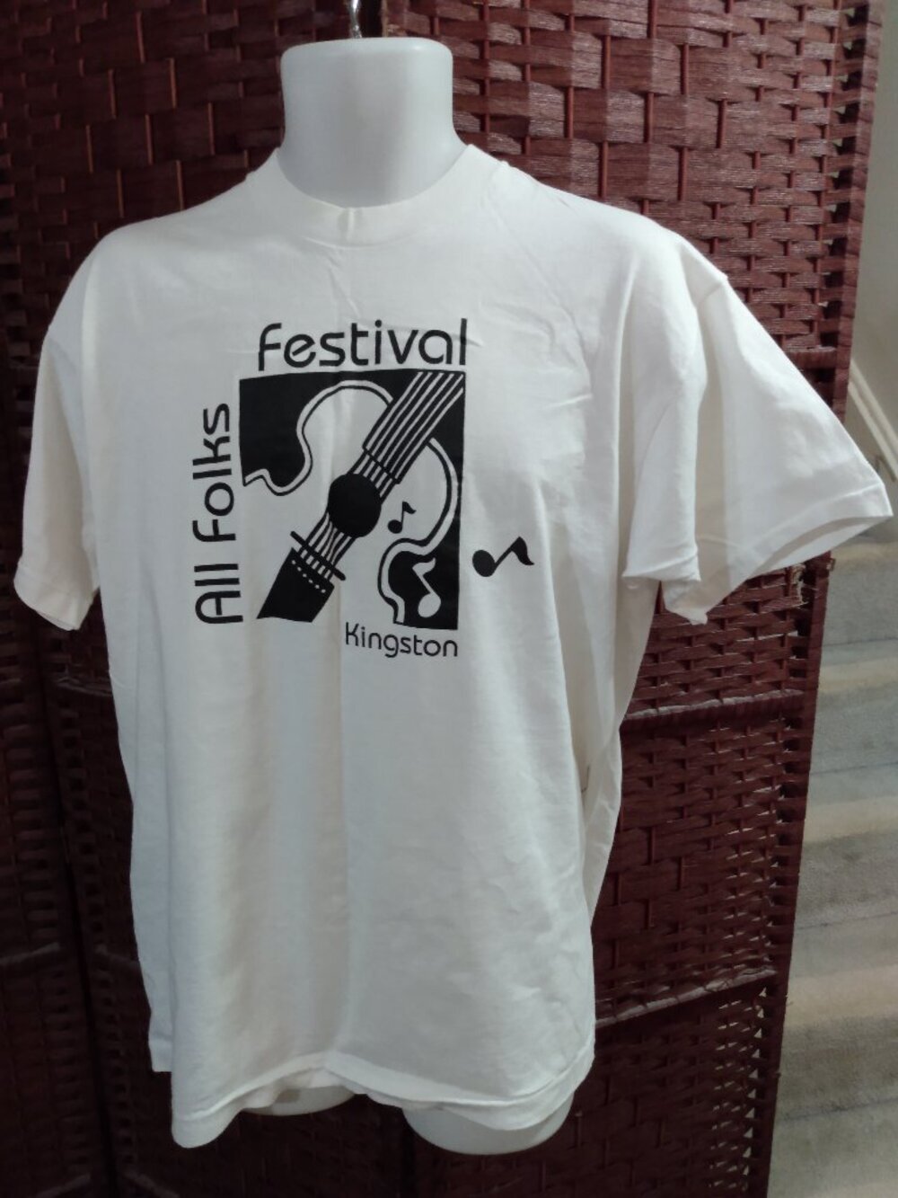 Vintage 90s Kingston Ontario All folks festival T Shirt Single Stitch XL Music